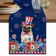 thumbnail image 1 of 4th of July Table Runner 72 Inches, Independence Day Patriotic Flowers Dogs Blue Bed Runner Dresser Scarves Tabletop for Indoor Outdoor Parties/Ceremony/Banquet, 16" x 72", 1 of 9