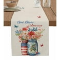 thumbnail image 1 of 4th of July Table Runner 72 Inches, Independence Day Spring Floral Butterfly Rustic Bed Runner Dresser Scarves Tabletop for Indoor Outdoor Parties/Ceremony/Banquet, 16" x 72", 1 of 8