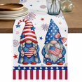 thumbnail image 1 of 4th of July Table Runner 72 Inches, Red Blue Gnomes Independence Day Stars Striped Bed Runner Dresser Scarves Tabletop for Indoor Outdoor Parties/Ceremony/Banquet, 14" x 72", 1 of 9