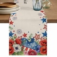 thumbnail image 1 of 4th of July Table Runner 90 Inches, Red Blue Independence Day Floral Star Rustic Bed Runner Dresser Scarves Tabletop for Indoor Outdoor Parties/Ceremony/Banquet, 13" x 90", 1 of 9