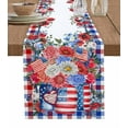 thumbnail image 1 of 4th of July Table Runner Cotton Linen 108 Inch Holiday Dresser Scarves, Independence Day Floral Striped Tablerunner for Kitchen Coffee Dining Bedroom Home Living Room Dinner Scarf Décor 13''x108'', 1 of 9