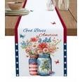 thumbnail image 1 of 4th of July Table Runner Cotton Linen 120 Inch Holiday Dresser Scarves, Independence Day Spring Floral US Flag Farmhouse Tablerunner for Kitchen Coffee Dining Bedroom Dinner Scarf Décor 13''x120'', 1 of 9