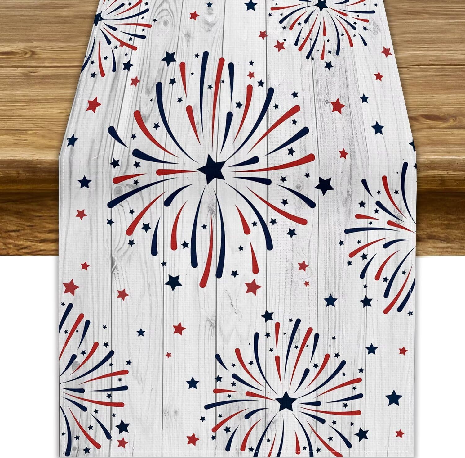 4th of July Table Runner, Fireworks Stars Patriotic Memorial Day ...