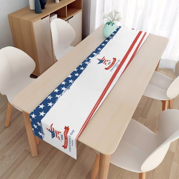 4th of July Table Runner,Linen Table Runner Fall,Runner for Tables Party Independence Day,Patriotic Stars Fireworks Cotton Linen Tablecloth Holiday Table Decor,Blue Red White Wedding Table Decor