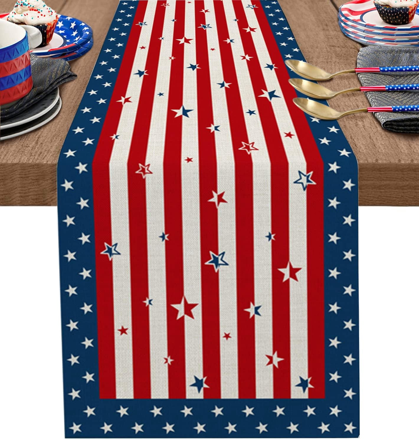4th of July Table Runner Red Blue Stripes Stars Table Runners ...