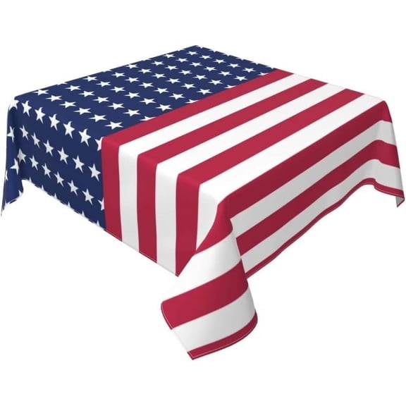 4th of July Tablecloth 52x52 Inch Square Independence Day Patriotic Table Cloth Fabric Farmhouse American Flag Star Stripe Tablecloth Decorative for Picnic Party Holiday Home Indoor Outdoor