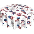 thumbnail image 1 of 4th of July Tablecloth 60 Inch Round, Patriotic Memorial Day Tablecloths Stain Resistance Polyester Independence Day American Flag Table Cloth for Party Picnic Dinner Holiday Decor, 1 of 6