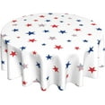 thumbnail image 1 of 4th of July Tablecloth 60 Inch Round, Red Blue Striped Stars Decorations Patriotic Table Cloth Polyester Outdoor Decor Memorial Independence Day Table Cover for Farmhouse Party Picnic Dinner, 1 of 6
