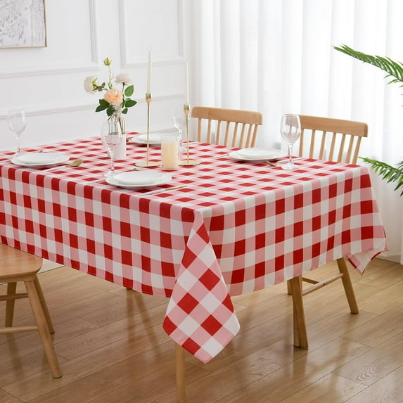 4th of July Tablecloth 60" X 102" Patriotic Rectangle Table Cloth - Polyester Stars Stripes Eucalyptus Leaf White Grey Checkered Independence Day Table Cover Reusable Water Resistant
