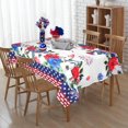 thumbnail image 1 of 4th of July Tablecloth 60x84 Inch Rectangle, Patriotic Tablecloth, Independence Day American Flag Red White and Blue Floral Table Cover for Party Picnic Dinner Decor, 1 of 6