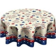 thumbnail image 1 of 4th of July Tablecloth Patriotic American Flag Round Tablecloth 60 Inch Independence Day Memorial Day Table Cloth for Farmhouse Kitchen Decor Polyester Fabric Table Covers for Party Outdoor Camping, 1 of 6