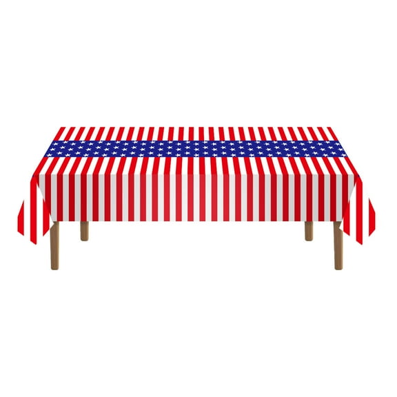 4th of July Tablecloth - Patriotic American Flag Table Cloth, Plastic Disposable Rectangle USA Star Stripe Table Cover for Memorial day, Fourth of July Independence Day Decorations, 54" x 108"