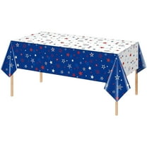 4th of July Tablecloth Patriotic Decorations - Red White Blue Table Cover with Stars & Fireworks,Independence Day Memorial Day Party Supplies,USA Flag Themed Table Decor