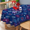 thumbnail image 1 of 4th of July Tablecloth Patriotic Decorations Red White and Blue Print Fireworks Memorial Day Backed Table Cloth American Flag Indoor/Outdoor/Pool/Party (Oval 60" × 84"), 1 of 6