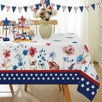 4th of July Tablecloth Rectangle 60x84 Inches,America Patriotic Memorial Day Independence Day Table Cloth Washable Table Covers for Party Picnic Wedding Indoor and Outdoor Decorations