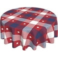 thumbnail image 1 of 4th of July Tablecloth Red White and Blue Plaid Star Patriotic Tablecloth Washable Round Tablecloth 60 Inch, for Independence Day Parties Picnic Dining Room Table Decor, 1 of 1