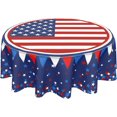 thumbnail image 1 of 4th of July Tablecloth Round 60 Inch Blue Patriotic American Flag Decorative Table Cloth Independence Day Outdoor Table Cover for Dining Kitchen Holiday Party Picnic Home Memorial Day Decoration, 1 of 6