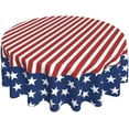 thumbnail image 1 of 4th of July Tablecloth Round 60 Inch, Independence Day American Flag Tablecloths Tablecloths Outdoor Polyester Patriotic Memorial Day Table Cover for Holiday Party Picnic Dinner Decor, 1 of 6
