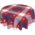 thumbnail image 1 of 4th of July Tablecloth Round 60 Inch Memorial Day Stars Round Tablecloth Patriotic Buffalo Plaid Checkered Star Decorative Table Cloth for Independence Day Parties Picnic Dining Room Table Decor, 1 of 5