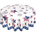 thumbnail image 1 of 4th of July Tablecloth Round 60 Inch Patriotic American Flag Firework Tablecloth Washable Table Cover Reusable Memorial Day Tablecloth for Home Party Picnic, 1 of 6
