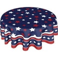 thumbnail image 1 of 4th of July Tablecloth Round 60 Inch Patriotic Independence Day American Flag Table Cloth Washable Navy Blue Memorial Day Table Cover for Kitchen Dinner Room Holiday Picnic Party Indoor Outdoor Decor, 1 of 1