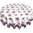 thumbnail image 1 of 4th of July Tablecloth Round 60 Inch Patriotic Table Cloth Washable Spillproof Wrinkle Free Independence Day Fourth of July Star Fabric Table Cover for Indoor Outdoor Kitchen Dinning Round Tables, 1 of 7
