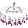 thumbnail image 1 of 4th of July Tablecloth Round 60 Inch Patriotic Tablecloth Red White Blue Stripes Star Table Cloth Washable Table Cove for Home Kitchen Dining Table Decor, 1 of 6