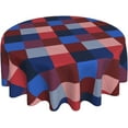 thumbnail image 1 of 4th of July Tablecloth Round 60 Inch Red Blue Buffalo Plaid Checked Decorative Table Cloth Wrinkle Stain-Resistant Polyester Holiday Patriotic Memorial Independence Day Table Cover For Party Dinner, 1 of 6