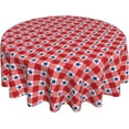 thumbnail image 1 of 4th of July Tablecloth Round 60 Inch,Red White Buffalo Plaid Check Blue Patriotic Stars Table Cloth,Stain Resistance Polyester Independence Day Table Covers for Kitchen Dining Parties Picnic, 1 of 6