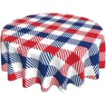 thumbnail image 1 of 4th of July Tablecloth Round 70 Inch,Red Blue White Buffalo Plaid Checked Table Cloth,Stain Resistance Polyester Independence Day Holiday Table Covers for Kitchen Dining Party Picnic, 1 of 6
