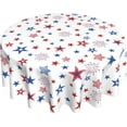 thumbnail image 1 of 4th of July Tablecloth Round Independence Day Memorial Day Patriotic American Flag Star and Firework Table Cloth Circular Waterproof Polyester Table Cover for Dining Kitchen Picnic 60 Inch, 1 of 7