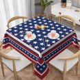 thumbnail image 1 of 4th of July Tablecloth Square 60 Inch Patriotic Memorial Independence Day Decorative Table Cloth Washable Wrinkle Stain-Resistant Polyester Holiday American Flag Blue Table Cover For Party Dinner, 1 of 5
