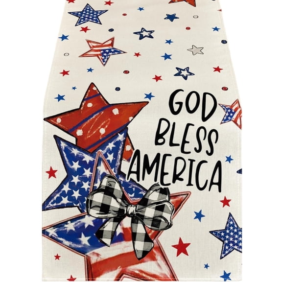 4th of July Tablecloth and Table Runner Set, Patriotic Decorative Table Linen for Independence Day, Elegant Dining Table Cover, Light Stain Resistant, Easy Care