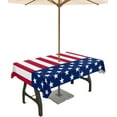 thumbnail image 1 of 4th of July Tablecloth with Umbrella Hole and Zipper American Flag Rectangle Outdoor Tablecloths 60x102 Inch Outside Table Cloths Stars Red Stripes Patio Table Cloth Cover for Independence Day Garden, 1 of 6