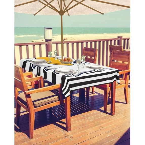 4th of July Tablecloth with Umbrella Hole and Zipper American Flag Round Outdoor Tablecloths 60 Inch Outside Table Cloths Stars Red Stripes Patio Table Cloth Cover for Independence Day Garden Decor