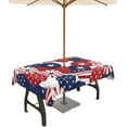 thumbnail image 1 of 4th of July Tablecloth with Umbrella Hole and Zipper American Flags Balloon Outdoor Tablecloths 60x102 Table Cloths Patriotic Stars Blue Red Stripes Patio Table Cloth Cover for Independence Day Garden, 1 of 5