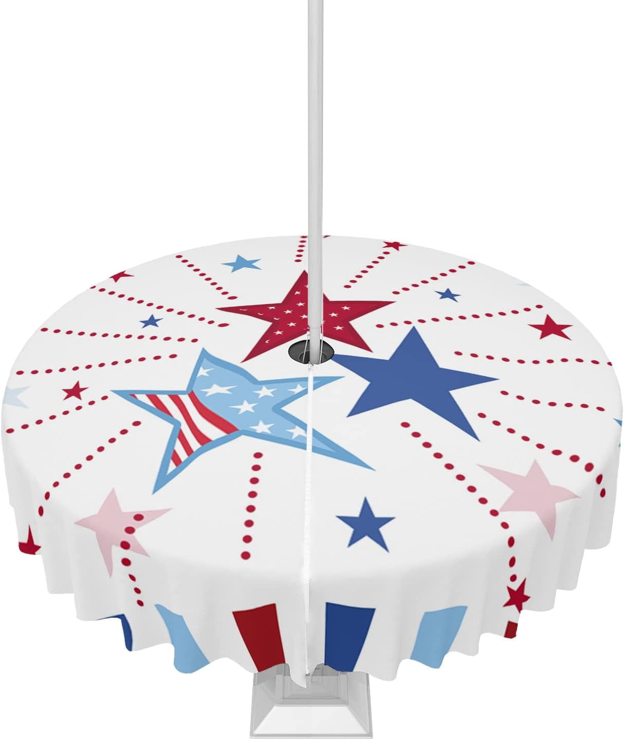4th of July Tablecloth with Umbrella Hole and Zipper Freedom Patriotic ...