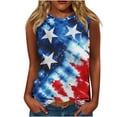 thumbnail image 1 of 4th of July Tank Tops for Women Loose Fit Crew Neck Sleeveless Shirts American Flag White Blue Stars Stripes Cami T-Shirts Independence Day Patriotic Blouse Fashion Vacation Tops Summer T Shirt, 1 of 5
