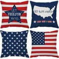 thumbnail image 1 of 4th of July Throw Pillow Covers 12x12 Set of 4 Patriotic Pillow Covers American Flag Memorial Day Velvet Fourth of July Red White Blue Pillow Case Cushion Covers Home Outdoor Sofa Decorations, 1 of 5