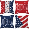 thumbnail image 1 of 4th of July Throw Pillow Covers 12x12 Set of 4 Patriotic Pillow Covers American Flag Memorial Day Velvet Fourth of July Red White Blue Pillow Case Cushion Covers Home Outdoor Sofa Decorations, 1 of 6