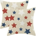 thumbnail image 1 of 4th of July Throw Pillow Covers 16x16 Inch Set of 2, Red Blue White Stars Independence Memorial Day Decorative Pillow Cases Outdoor Linen Patriotic Cushion Cover for Home Sofa Couch Bed, 1 of 6
