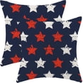 thumbnail image 1 of 4th of July Throw Pillow Covers 16x16 Inch Set of 2, Red White Stars Blue Patriotic Decorative Pillow Cases Outdoor Linen Independence Memorial Day Cushion Cover for Home Sofa Couch Bed, 1 of 6