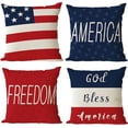thumbnail image 1 of 4th of July Throw Pillow Covers 18x18 Set of 4 Patriotic Pillow Covers American Flag Day Pillow Covers Memorial Day Independence Day Cushion Covers for Home Outdoor Sofa Couch Decorations (18 inch), 1 of 14