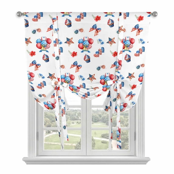 4th of July Tie Up Curtains for Windows 45 Inch Length Balloon Curtains ...