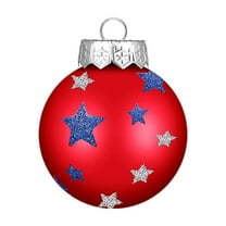 4th of July Tree Ornaments Set of 12 - Patriotic Red White Blue Sequin Star Balls for Independence Day, Memorial Day Veterans Day Holiday Home Party Decorations