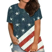 PAFEI TYUGD Juebong Independence Day Tank Tops Clearance,Womens Summer 4th of July Tunic Shirts Loose Slim Fit American Flag Print Patriotic Tee Shirt Blouse with Leggings