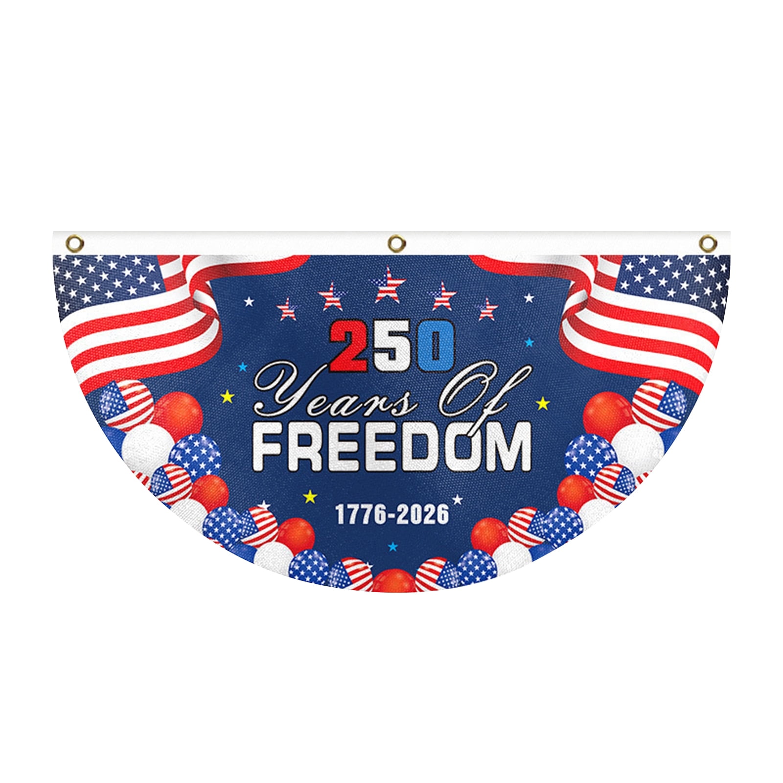 4th of July USA Flag Semi-Circular 250th Anniversary, Outdoor Semi-Circular American Flags for Independence Day, Patriotic Half Round USA Banner for Home Decor