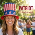 thumbnail image 1 of 4th of July Uncle Sam Top Hat, Red White Blue Patriotic Novelty Hat, American Flag Design Party Decoration Prop, Independence Day Parade Costume Accessory, 1 of 6
