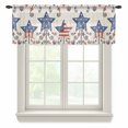 thumbnail image 1 of 4th of July Valance Curtains for Kitchen/Living Room/Bathroom/Bedroom Window, Rod Pocket Small Topper Half Short Window Curtains Voile Sheer Scarf, Blue Red Star Rustic Independence Day 42"x12", 1 of 8