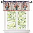 thumbnail image 1 of 4th of July Window Valances Curtain,Flower American Flag Rod Pocket Kitchen Valance,Daisy Fireworks Stars Window Curtain Treatment,Vintage Linen Short Topper Curtains for Bathroom 54x18in, 1 of 6